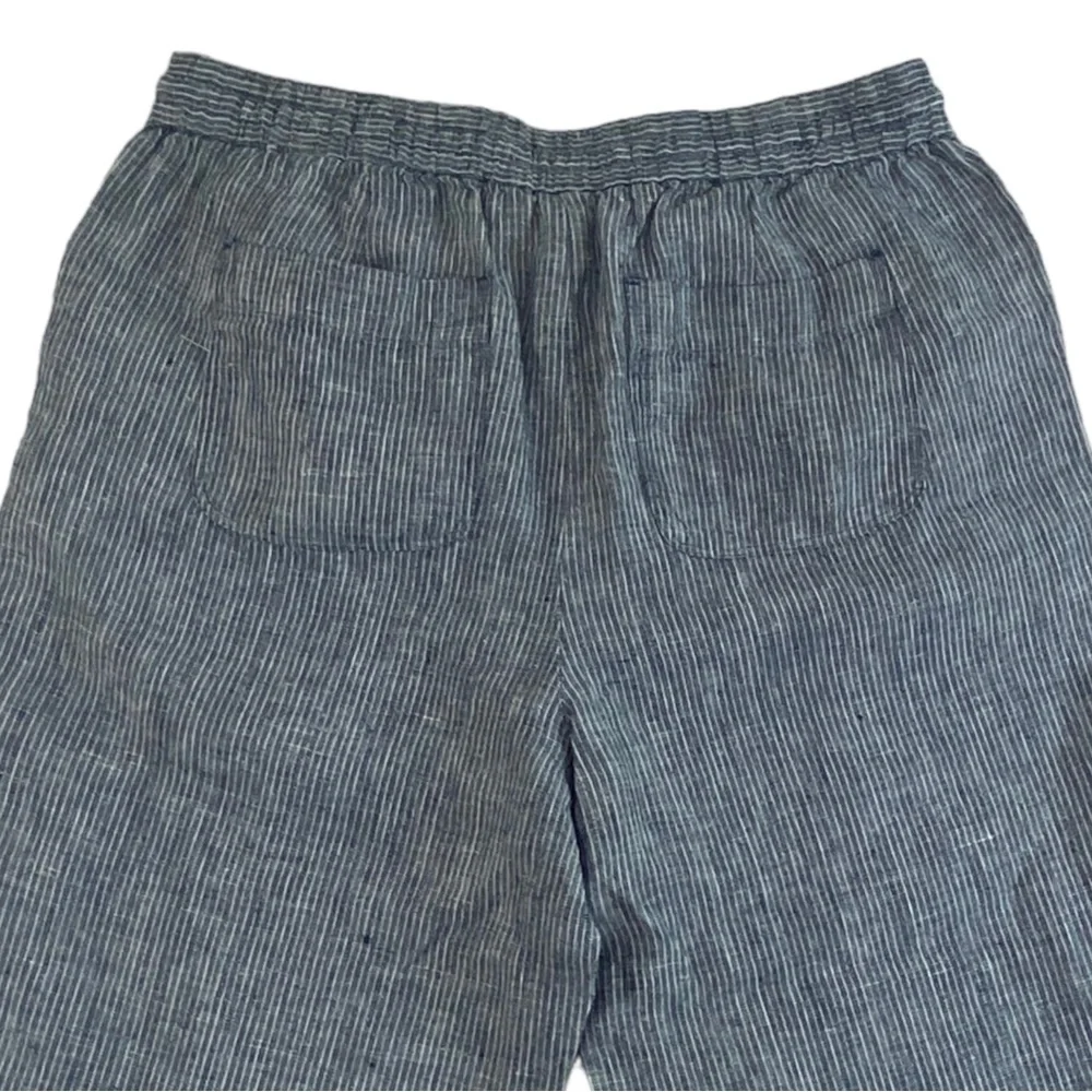 NWT Talbot's Women's Washed Linen Wide Leg Pants Striped Blue White Size 10P - Picture 5 of 10